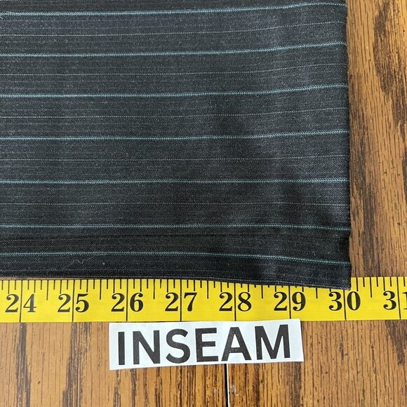 Chico's Women's Charcoal Striped Pants Size 0.5R US 6 Mid Rise Wide Leg Stretch - Picture 7 of 9